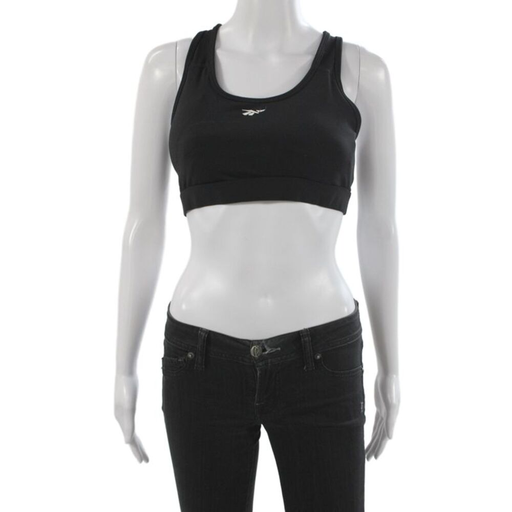 Reebok Womens Spandex Raceback Sports Bra Black Size M